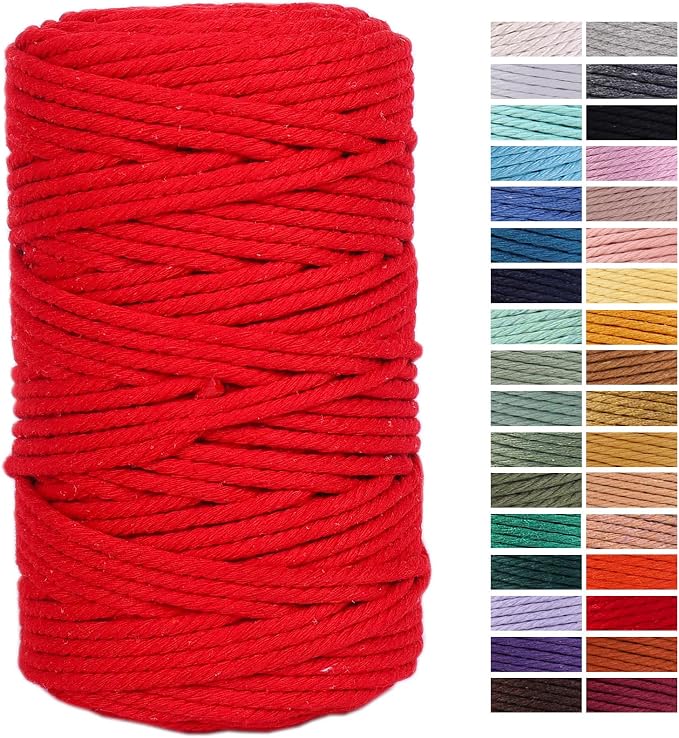 Red Macrame Cord 4mm x 109Yards, Colored Cotton Rope Craft Cord Colorful Cotton by AestheticDesignforYou