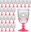 XUWAIDSGN 24Pcs Plastic Vintage Wine Glasses 13.5oz Reusable Embossed Goblet by XUWAIDSGN