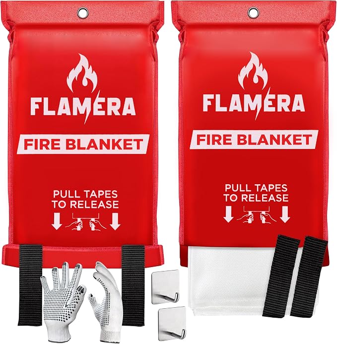 Emergency Fire Blanket for Home and Kitchen Fireproof and Fire Suppression by FLAMERA