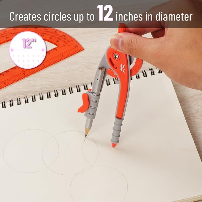 Mr. Pen- Geometry Compass and Protractor Set, 6 Inch Compass, 6 Inch Protractor - Image 3