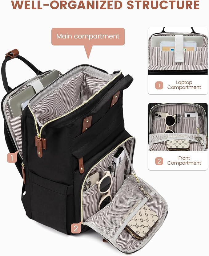 LOVEVOOK Laptop Backpack for Women, 15.6'' Waterproof Nurse Bag Teacher Work - Image 2