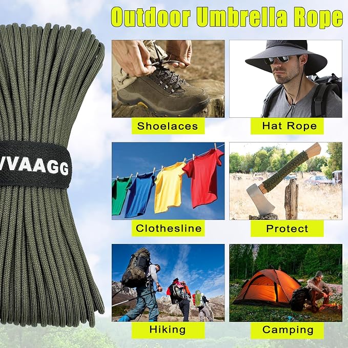 VVAAGG 1000 Paracord Rope 200FT, 4mm Utility Parachute Cord 12 Strand Nylon Rope - Image 5
