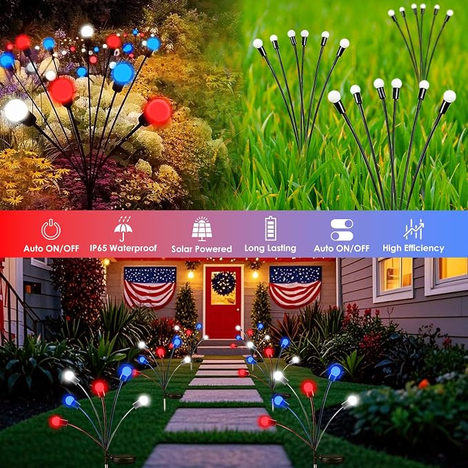 OZS 6 Pack Solar American Flag Lights - Image 3