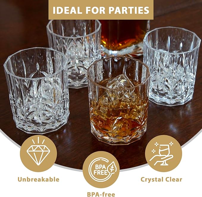 Lily's Home Unbreakable Acrylic Double Old Fashioned Whiskey Tumblers, Drinking - Image 2