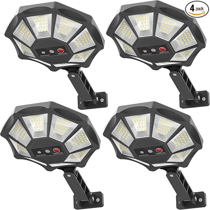 OKPRO Solar Lights Outdoor, 168LED 6500K Flood Light Dusk to Dawn, 8 Sides by OKPRO