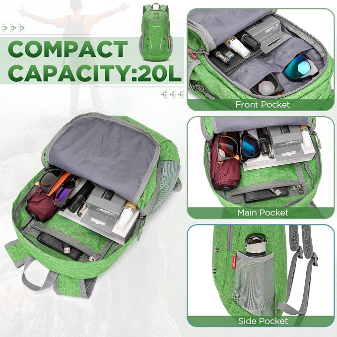 ZOMAKE Ultra Lightweight Packable Backpack 20L, Small Foldable Backpacks Hiking - Image 3