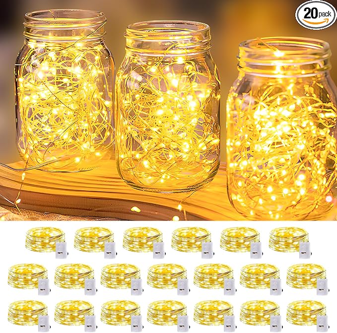 20 Pack LED Fairy Lights Battery Operated, 3 Features Blinking Slowly Blinking by Adamonda