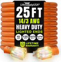 25ft Outdoor/Indoor Extension Cord 14/3 Gauge Heavy Duty 3 Prong SJTW, by LifeSupplyUSA
