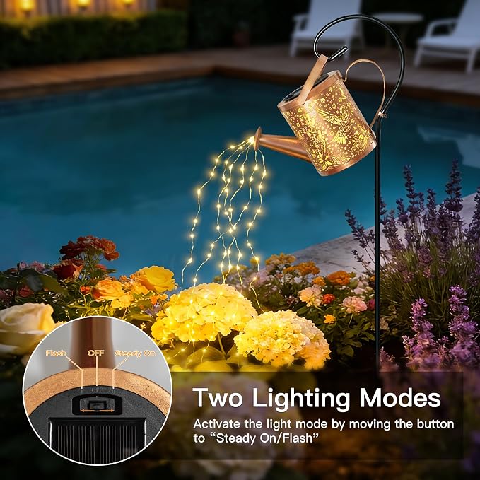 Ollny Solar Watering Can with Cascading Lights Outdoor Garden Decor, Birthday - Image 4