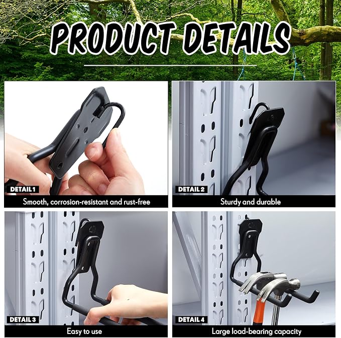 MorningRo 2 Pack Shed Accessories Multi Purpose Shed Hooks Metal Power Tool - Image 4