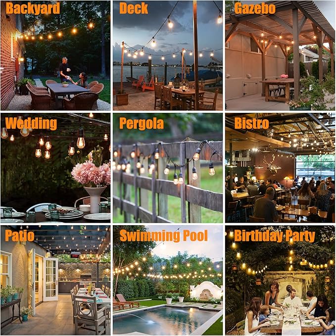 Achin Outdoor String Lights 96FT Waterproof IP65 LED Patio Lights - Image 5