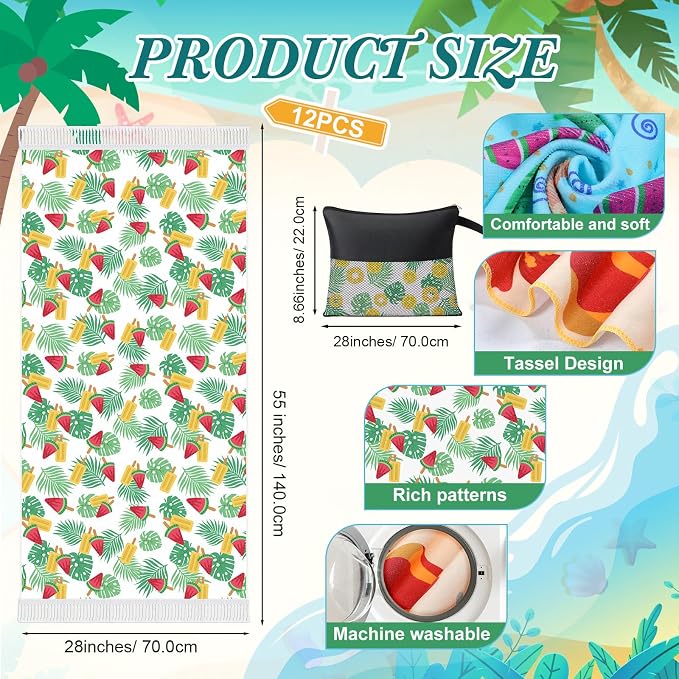 Peryiter 24 Pack Microfiber Oversize Turkish Beach Towel Set 12 Large Absorbent - Image 2