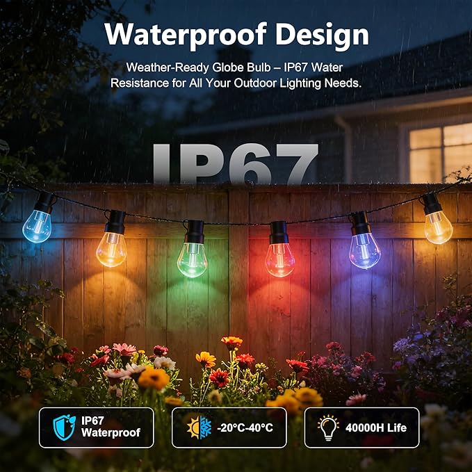 Beizelte Outdoor String Lights, 150FT RGB+IC Outside Light Dimmable - Image 2