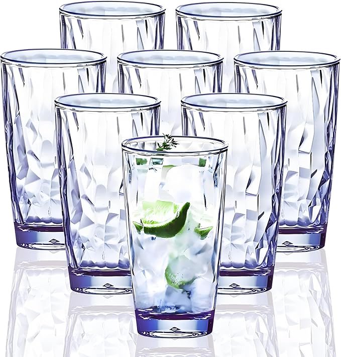 15Oz Shatterproof Tritan Drinking Glasses Unbreakable Acrylic Glasses Drinkware by VEILEDGEM