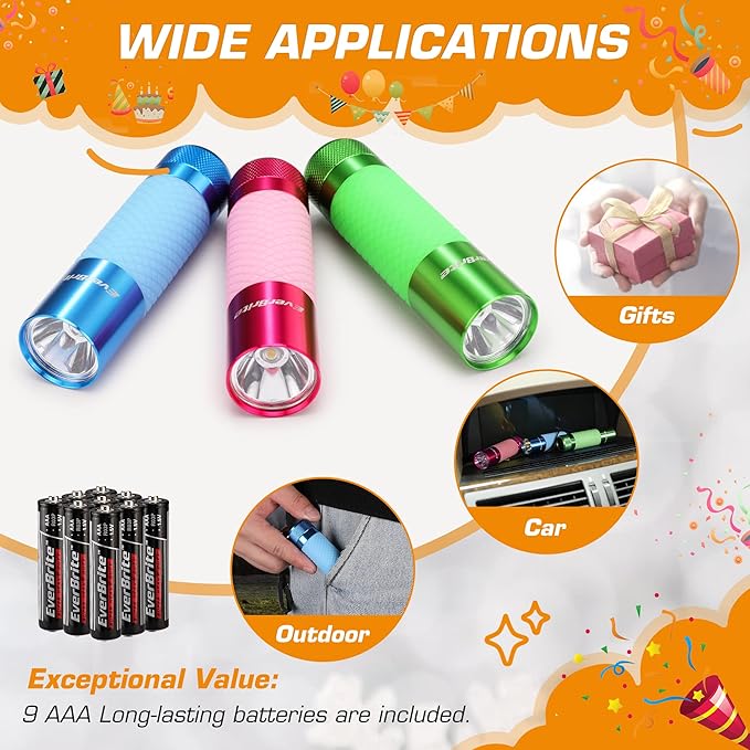 EverBrite 3-Pack Mini Flashlights, Glow in Dark Flashlights, Aluminum LED - Image 5