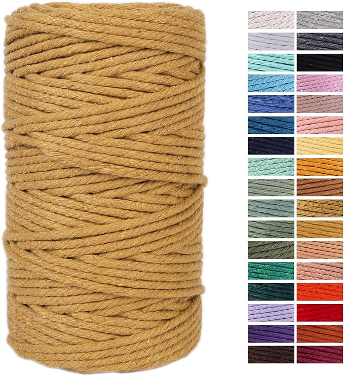 Khaki Cotton Macrame Cord, 4mm x 109Yards, Crafts & More by AestheticDesignforYou