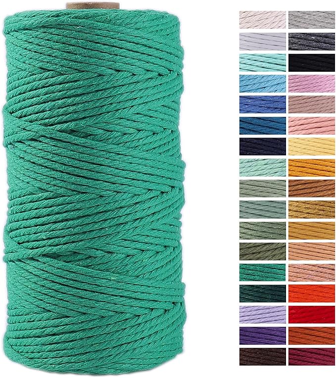 Green Macrame Cord 3mm x 109Yards, Colored Cotton Rope Craft Cord Colorful by AestheticDesignforYou