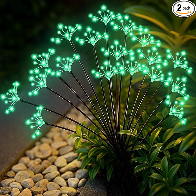 Solar Garden Lights 2 Pack Waterproof Solar Swaying Starburst Light Outdoor by Yaafen
