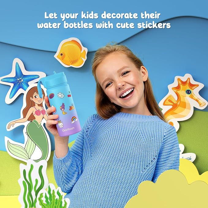 Kids Water Bottle, insulated Stainless Steel Straw Cup - Image 5