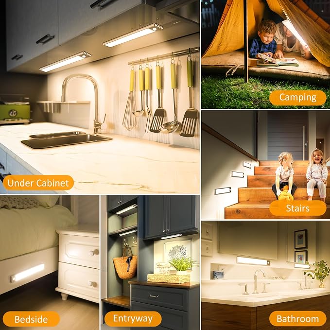 51-LED Motion Sensor Under Cabinet Lighting, 12-inch Magnetic Rechargeable - Image 7