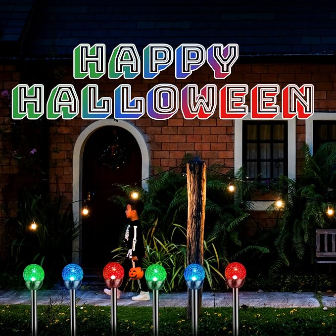 GIGALUMI Solar Outdoor, Cracked Glass Ball Solar Garden Lights, Color Changing - Image 2