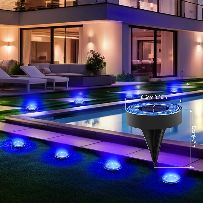 Joomer Solar Ground Lights, 8 Pack 8 LED Solar Lights Outdoor IP68 Waterproof - Image 4