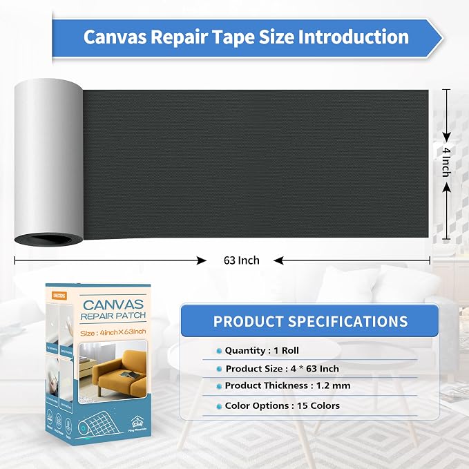 KING MOUNTAIN Canvas Repair Tape, Outdoor Gear Patch, 4×63 Inches, Waterproof - Image 4