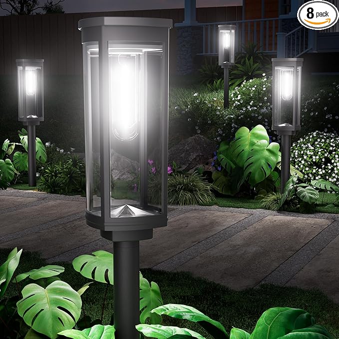 NEWMESSI 8 Pack Solar Pathway Lights Outdoor, Super Brightness IP65 Waterproof by NEWMESSI