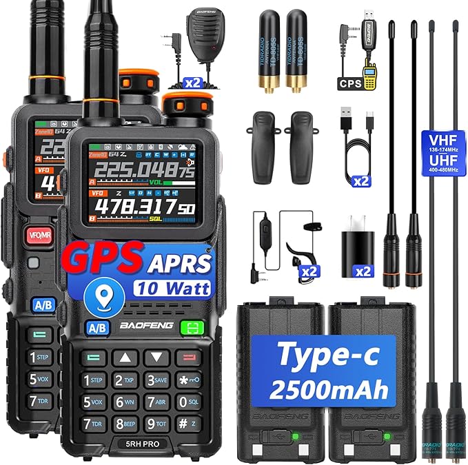 BAOFENG Radio Ham Radio Handheld 5RH PRO GPS APRS 10W Walkie Talkies Long Range by Unknown