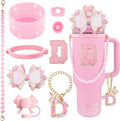 9PCS Pink for Stanley Cup Accessories Set Bling Initials Bow Charms for Stanley by Unknown