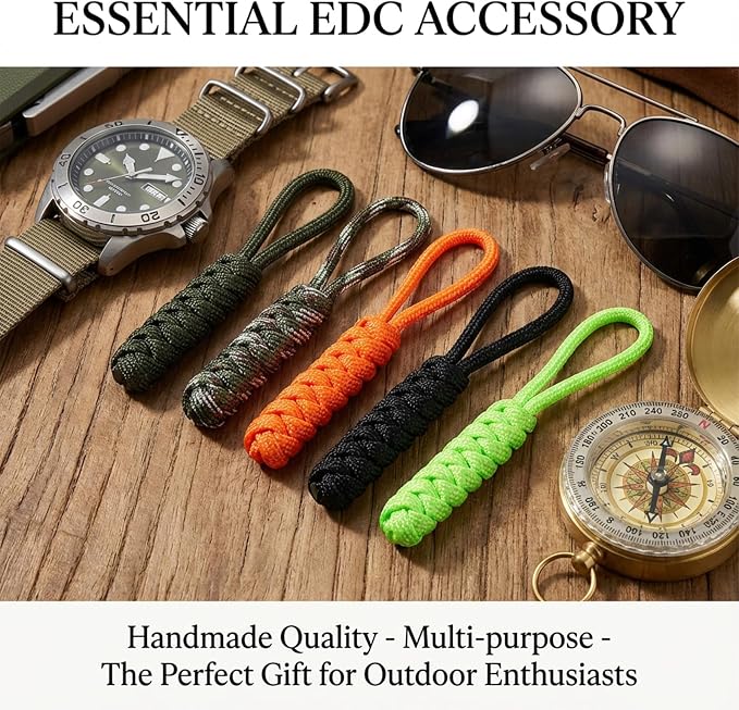 10 Pieces Paracord Zipper Pull Replacement Zipper Pulls Tab 4" Keychain - Image 7