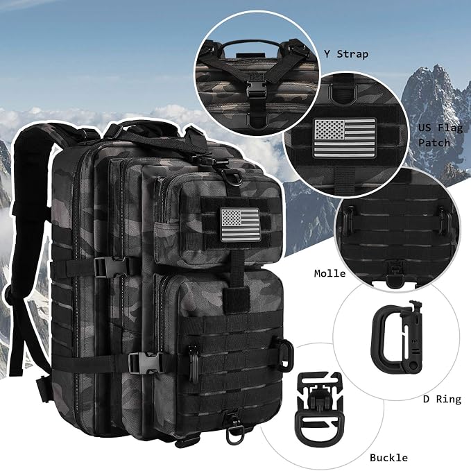 Hannibal Tactical MOLLE Assault Pack, Tactical Backpack Military Army Camping - Image 4