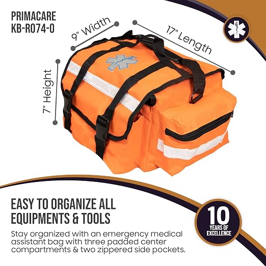 Primacare KB-RO74-O First Responder Trauma Bag, Side Pockets, Reflective Strip - Image 3