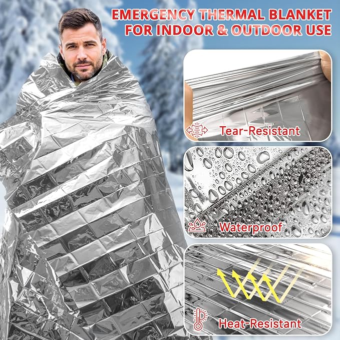 SecuCaptain Survival Emergency Thermal Blankets: 30 Pack Extra Large 84” x63” - Image 5
