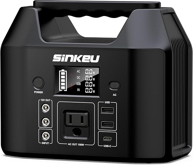 SinKeu Portable Power Station 122.8Wh, LiFePO4 Battery Solar Generator by SinKeu