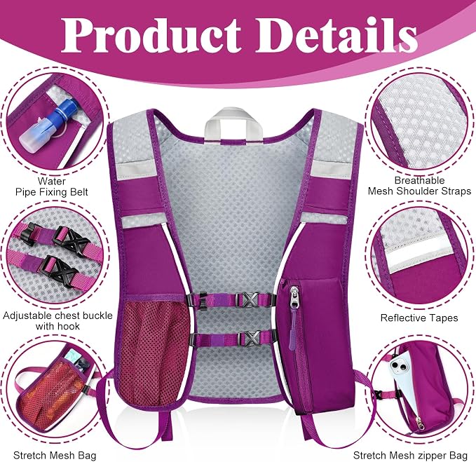Hydration Backpack with 2L Water Bladder Bag, Lightweight and Breathable - Image 3