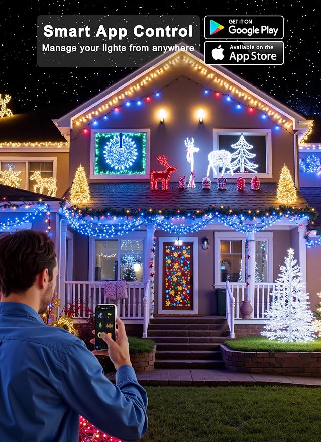 Minetom LED Color Changing Smart RGB Christmas Tree Lights, 198ft 600LED String - Image 6