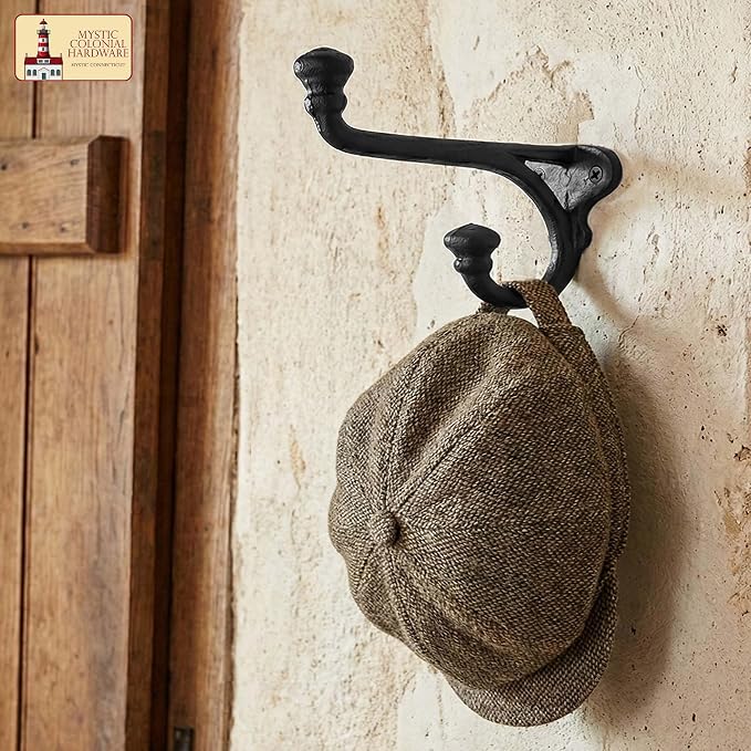 Mystic Colonial Rustic Cast Iron Wall Hooks Heavy Duty Retro Utility Hooks - Image 7
