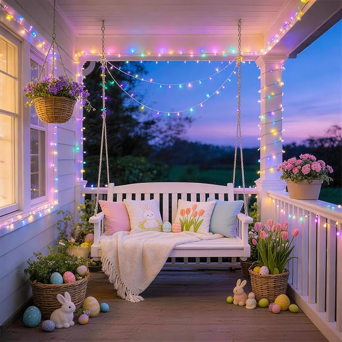 JMEXSUSS 33ft 100 LED Easter Lights Battery Operated, Outdoor Indoor Pastel - Image 2