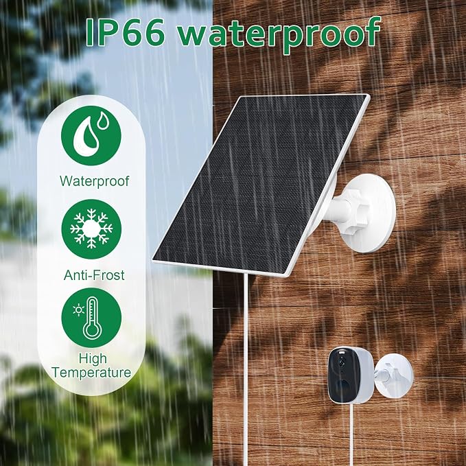 Zivif 10W Solar Panel for Security Camera, 10400mAh Built-in Battery, 5V - Image 6