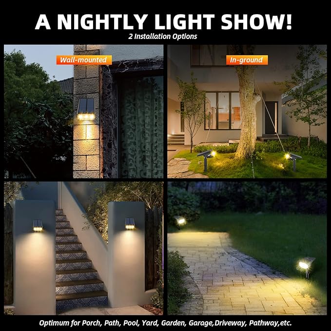 LEREKAM 3 Brightness Modes Solar Outdoor Lights, 360 Degree Adjustable Lighting - Image 3