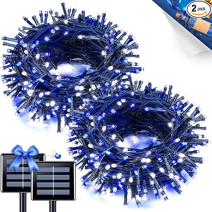 JMEXSUSS 2 Pack Solar String Lights Outdoor Waterproof, Total 66 FT 200 LED by JMEXSUSS