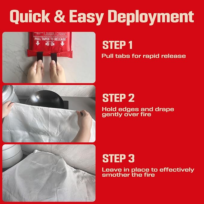 Emergency Fire Blanket 4 Pack 40"x40", Essential Fire Safety Blanket - Image 5