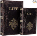 SICOHOME Decorative Book Box Set of 2 Wood Faux Book Box by SICOHOME