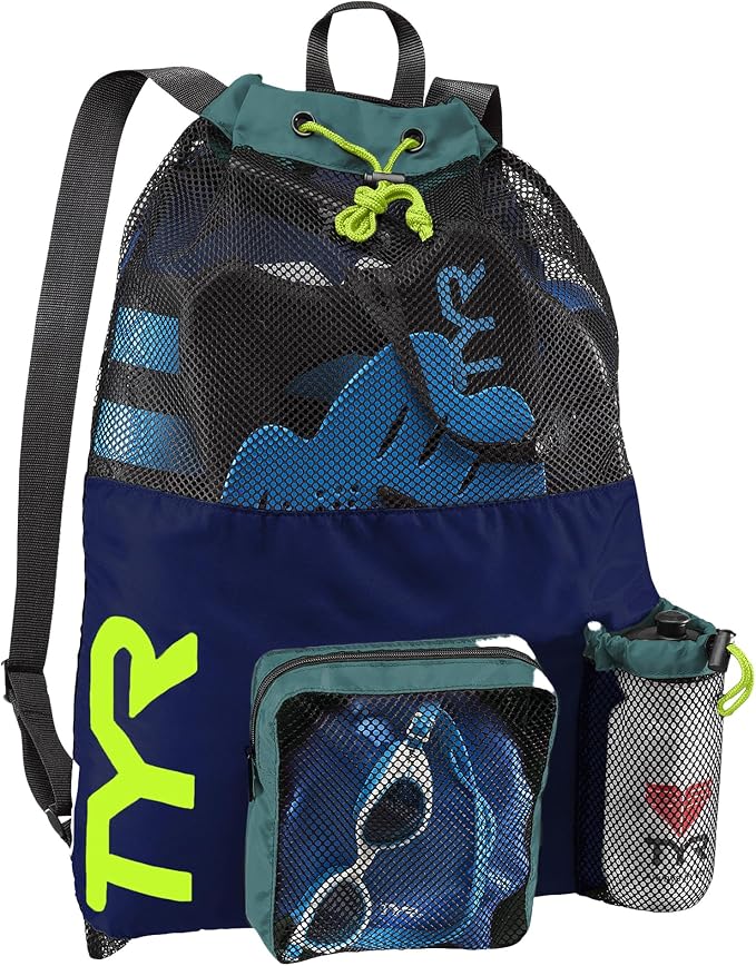 TYR Big Mesh Mummy Backpack for Swim, Gym and Workout Gear, 40-Liter Capacity by TYR