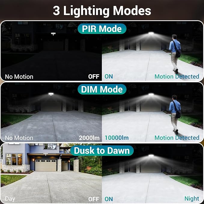 USTELLAR 100W 10000LM LED Security Lights Motion Sensor Outdoor, Remote Control - Image 5