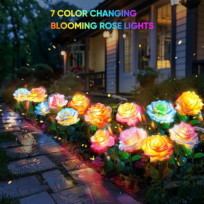 10 Pack Solar Flowers Lights Outdoor Waterproof - Image 4