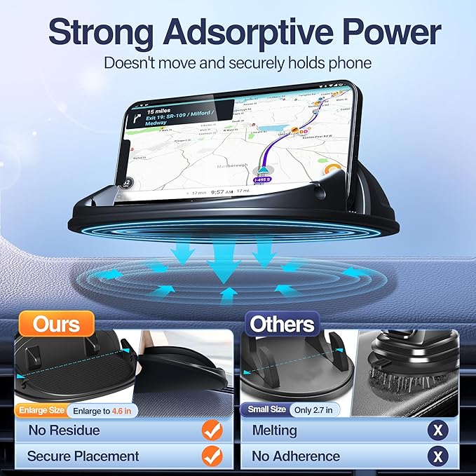 Loncaster Car Phone Holder, Car Phone Mount Silicone Car Pad Mat - Image 2