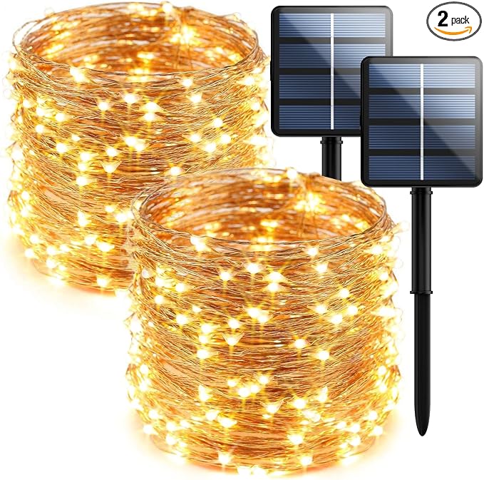 2-Pack 200 LED Solar Fairy Lights Outdoor, Upgraded Oversize Lamp Beads & Super by SelarlytLighting