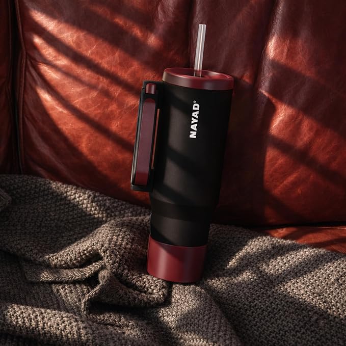 NAYAD 40oz Travel Tumbler with Handle and Straw|Cup Holder Friendly Insulated - Image 2